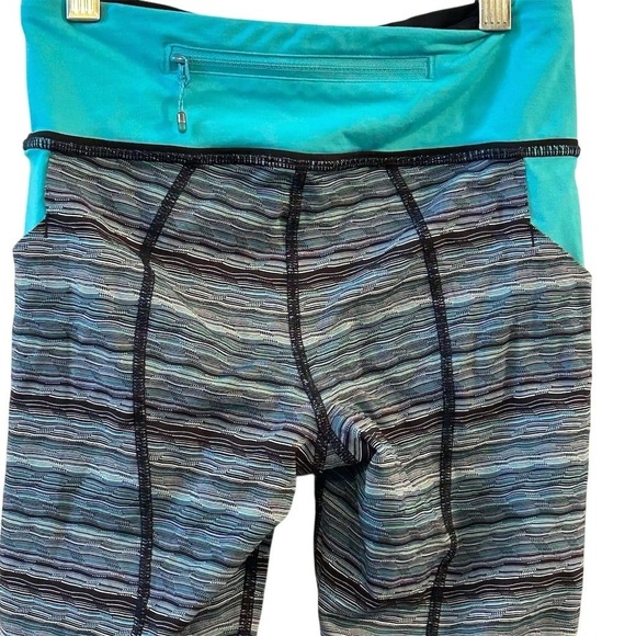Lululemon Womens Pace Rival Crop Space Dye Twist Peacock Blue Sz 6 Luxtreme - Picture 5 of 8